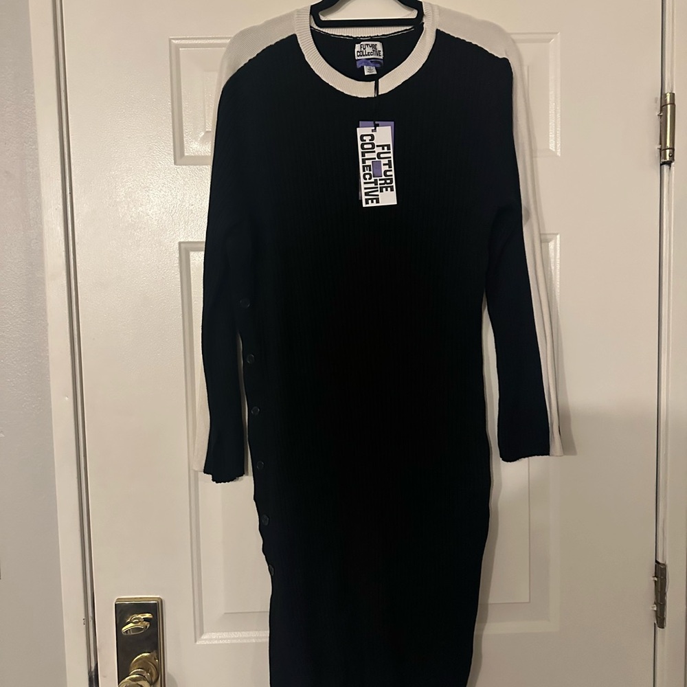 Black and White Long Sleeve Dress